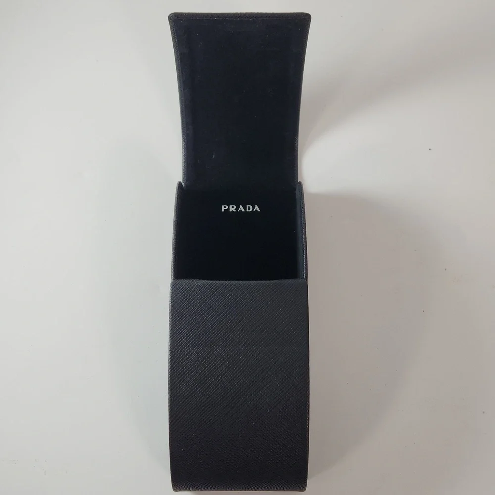 PRADA SAFFIANO Black Leather Sunglasses Case EUC
